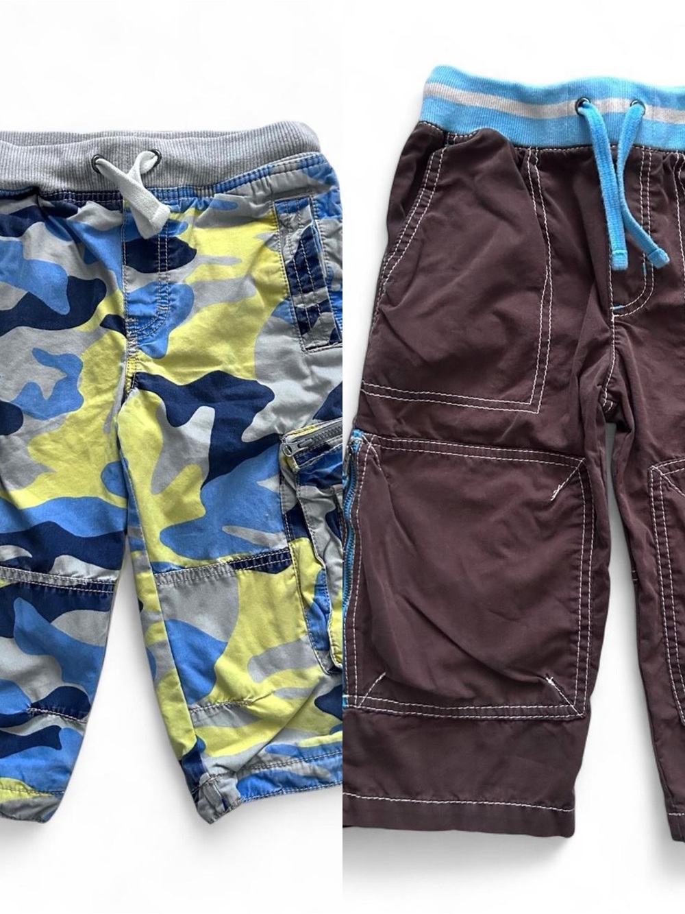 Mini Boden Blue Camo Joggers & Brown Drawstring Shorts